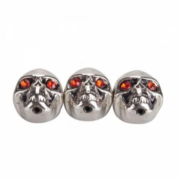 3Pcs Electric Guitar Skull Volume Knobs Silver