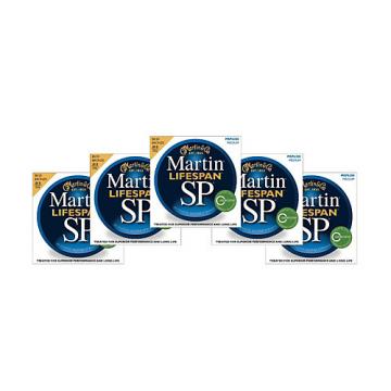 Martin SP 6200 80/20 Bronze Lifespan Coated Acoustic Strings Medium Regular (5 Pack)